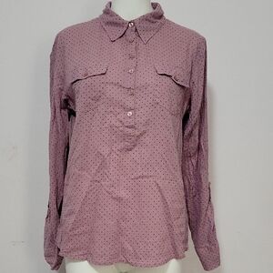 Women's Polka Dot Button-Up Shirt Blouse